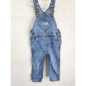 OshKosh B'gosh Overalls Coveralls Toddler Blue Denim Pockets Adjustable Size 2T